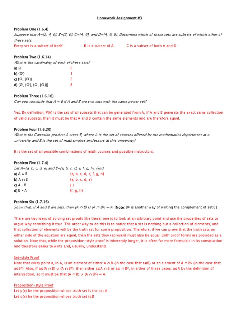 Set Theory and Functions Homework | PDF | Function (Mathematics) | Set ...