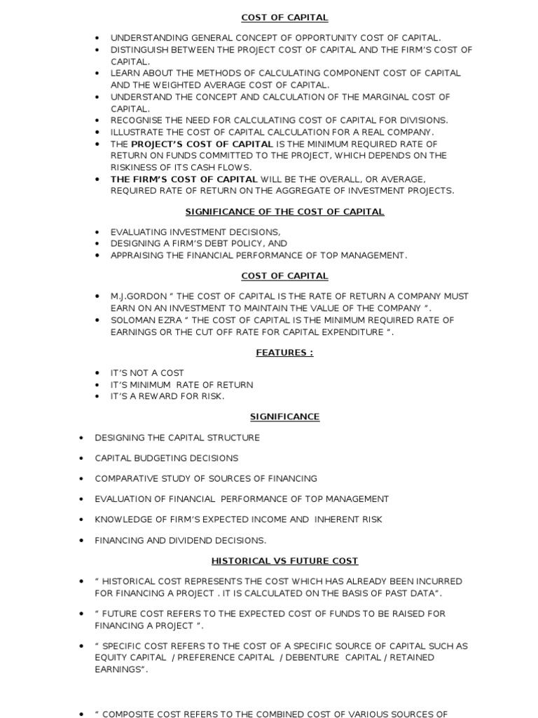 Cost of Capital: Concepts and Methods | PDF | Cost Of Capital | Dividend
