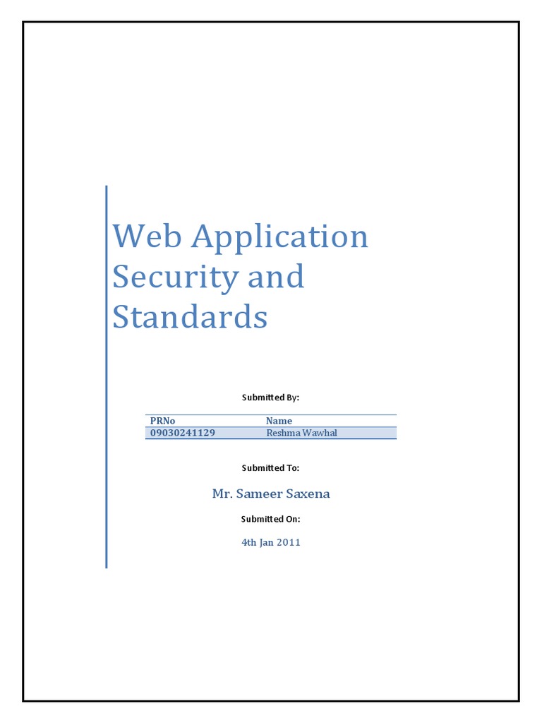 Web Application Security Standards Guide | PDF | World Wide Web ...