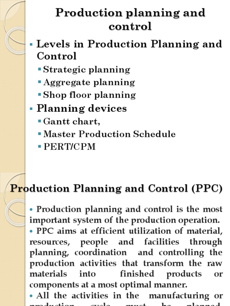 Production Planning and Control | PDF | Scheduling (Production ...