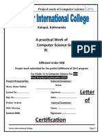 Letter Of: A Practical Work of Computer Science Grade: XI