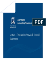 Lecture 2: Transaction Analysis & Financial Statements: ACCT10001 Accounting Reports and Analysis