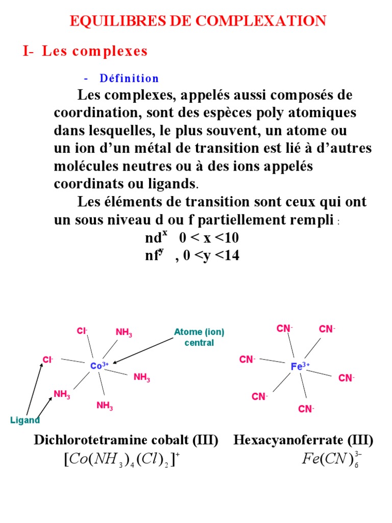 Équilibres de Complexation en Chimie PDF Complexe (chimie) Ligand — free download