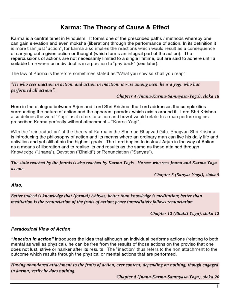 Karma - Theory of Cause & Effect PDF | PDF | Karma | Moksha