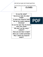 Open and Closed Questions Cut and Paste WED X 11