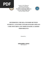 Determining The Relationship Between Students' Attitudes Toward English-Cebuano Code Switching and Their English Academic Performance