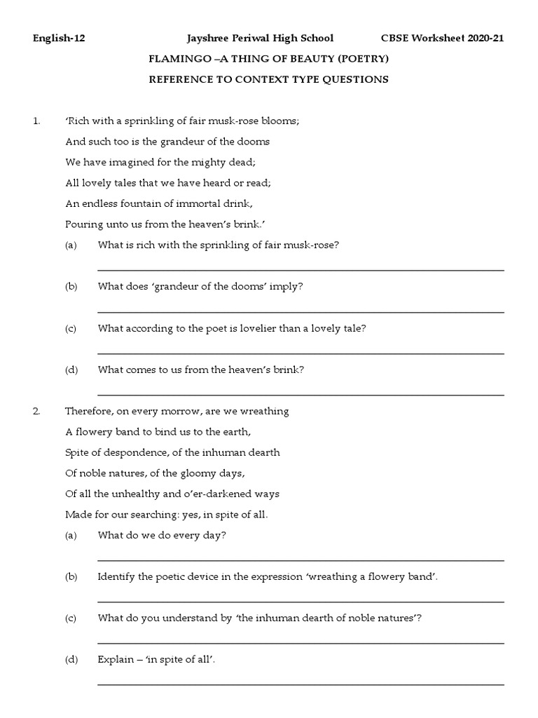 A Thing Of Beauty Final Poetry