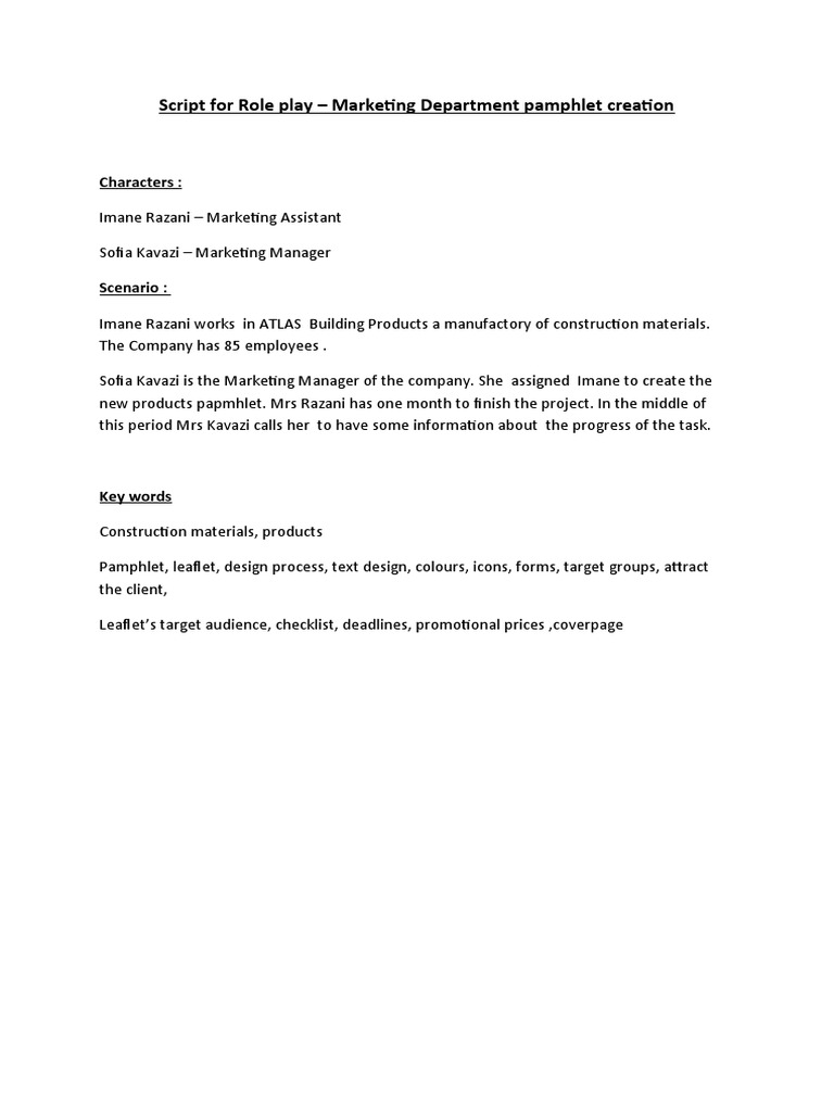 Pamphlet Creation Script for Marketing Team | PDF