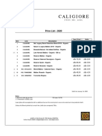 Caligiore: Price List - 2020