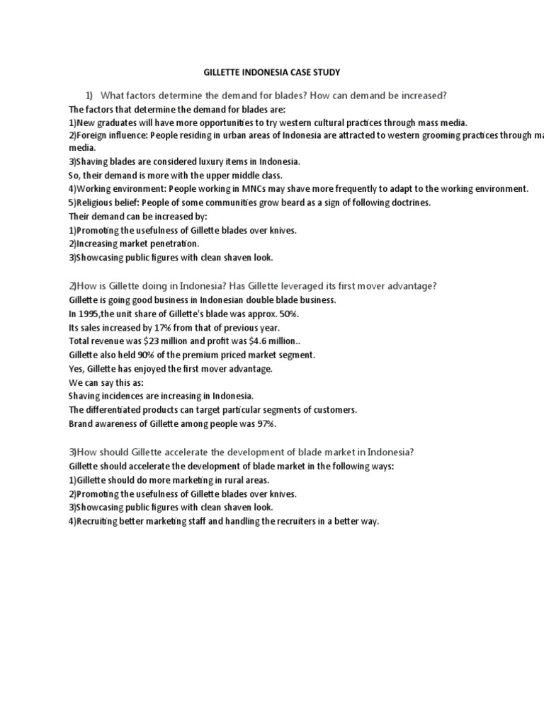 Gillette Indonesia Case Study Epgp 11 026 Pdf
