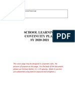 School Learning Continuity Plan SY 2020-2021: School Name With Division and School Logo