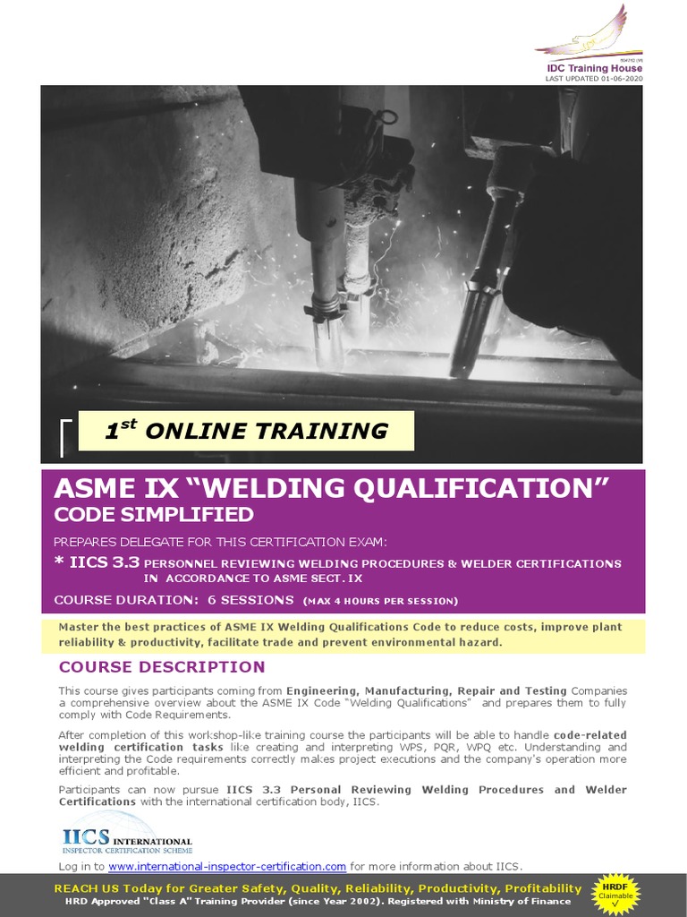 Asme Ix Welding Qualification : 1 Online Training PDF Test