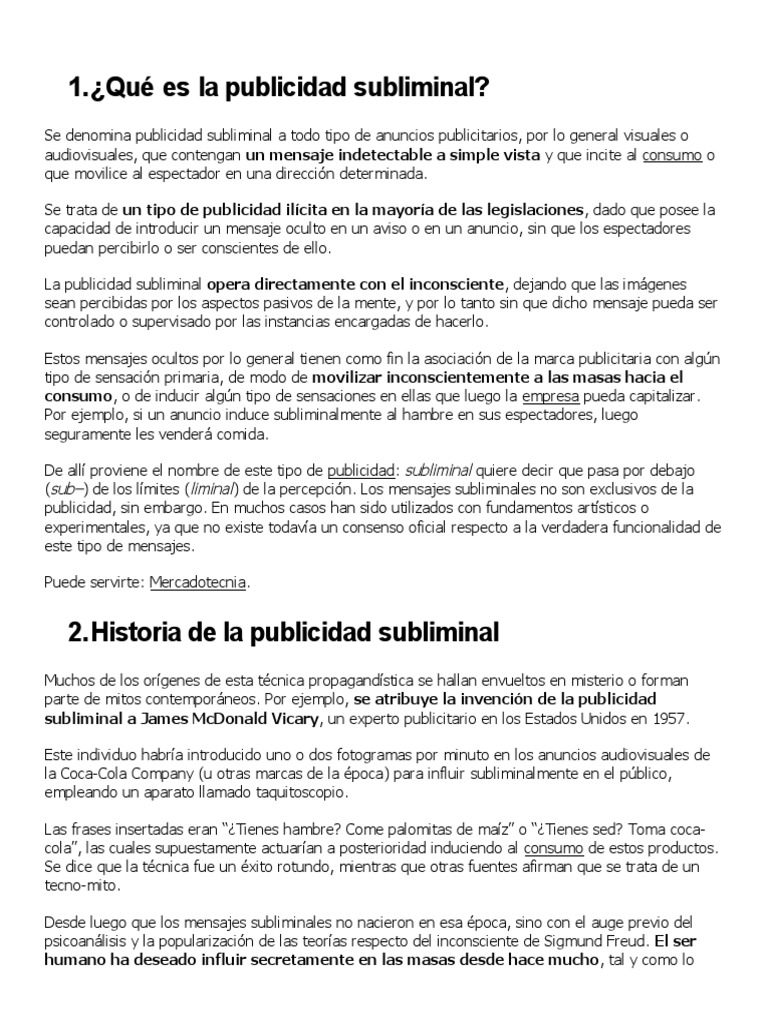 Publicidad Subliminal: Definición y Ejemplos | PDF | Publicidad ...