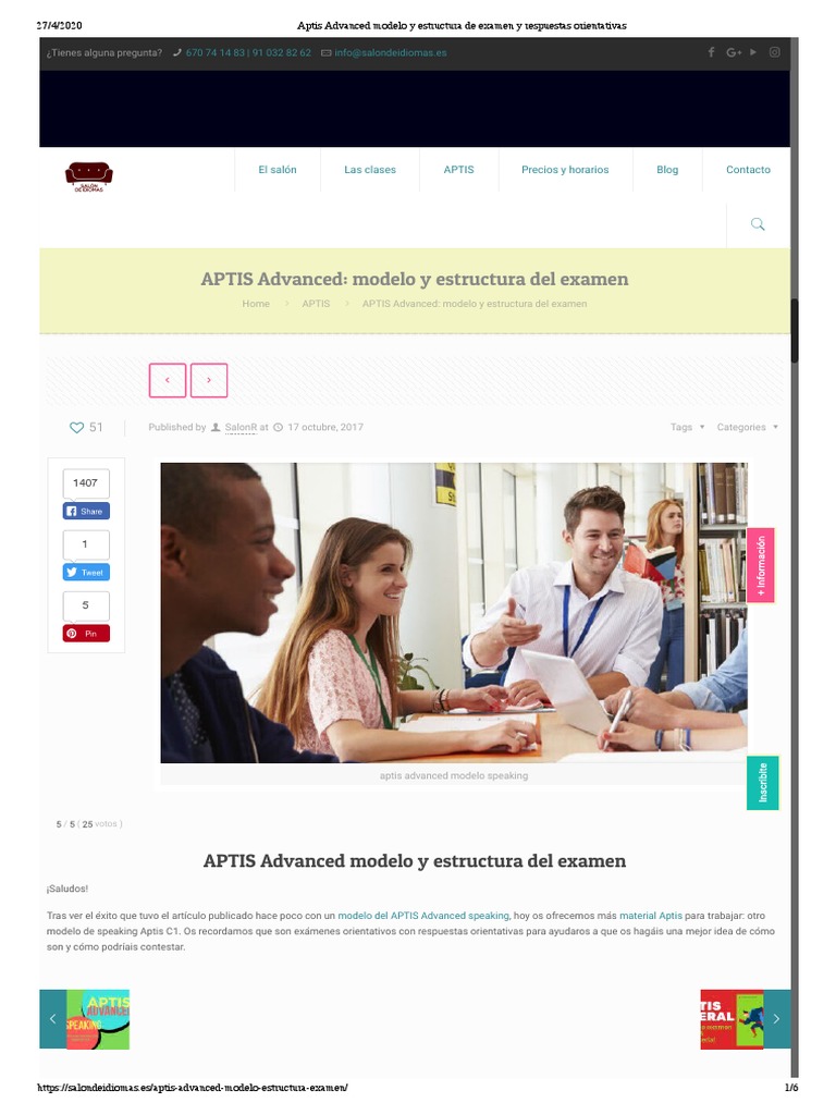 Aptis Advanced Modelo y Estructura de Examen y Respuestas Orientativas ...