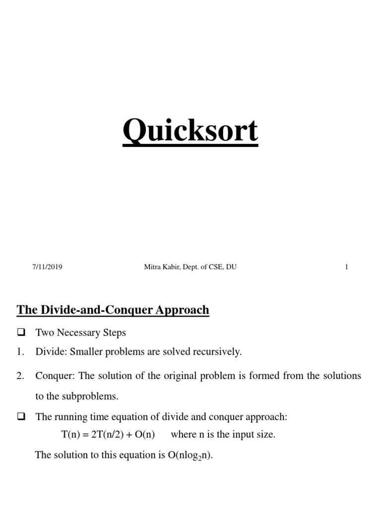 Quicksort Explained | PDF | Mathematical Logic | Computing