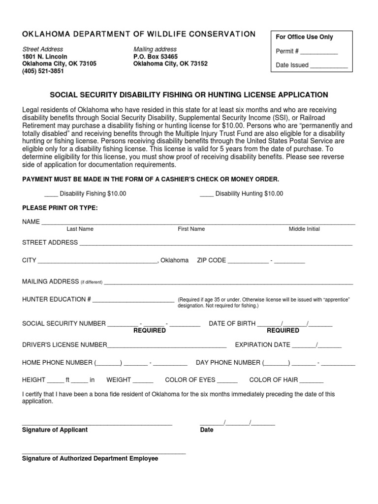 Disability Hunting.fishing License App Social Security Administration