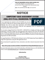 Notice: Competency Base Assessment System (Cba) - 2019 To All Engineering Proffessional