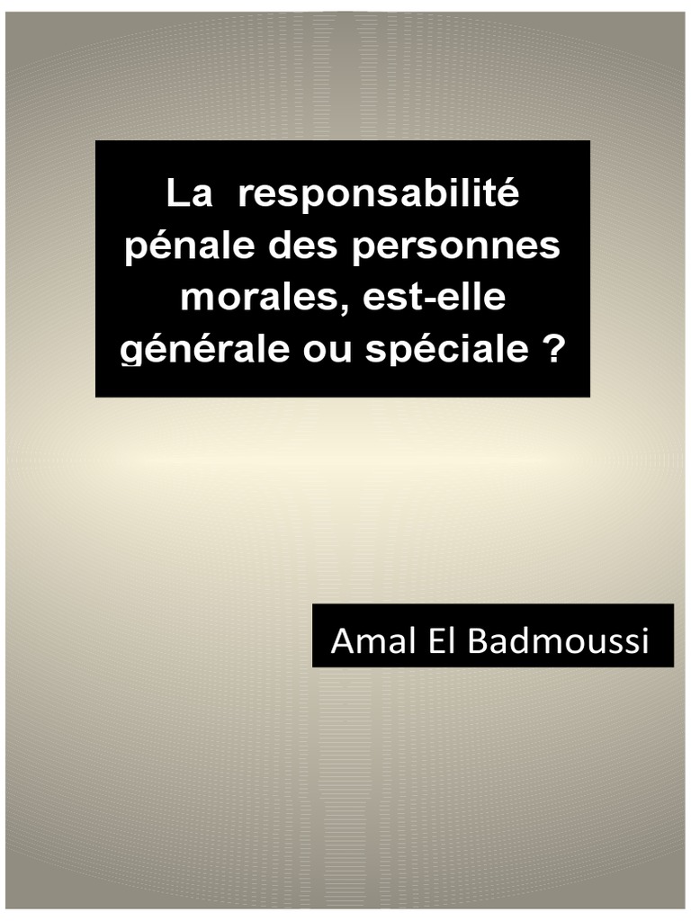 Responsabilité pénale des personnes morales | PDF | Loi criminelle ...
