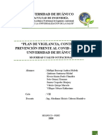 Plan de vigilancia y prevención contra el COVID-19 en la Universidad de Huánuco