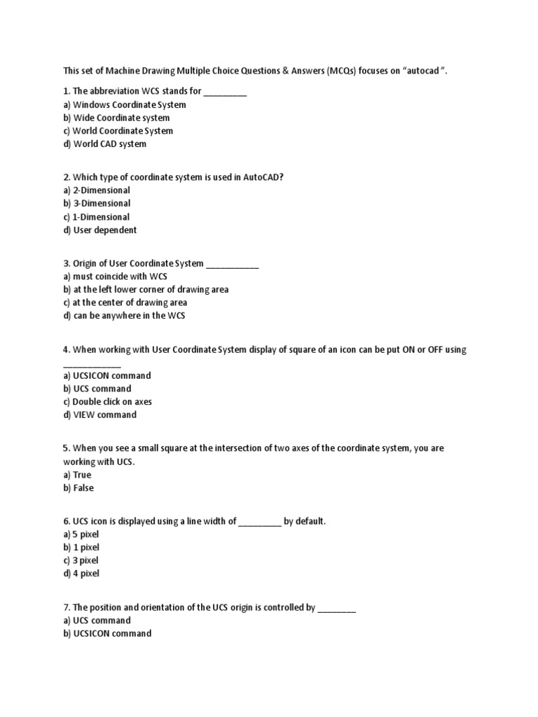 This Set of Machine Drawing Multiple Choice Questions AUTOCAD PDF 3
