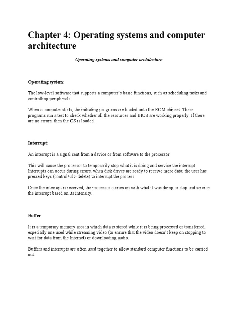Operating Systems and Computer Architecture | PDF | Operating System ...