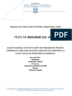 Teste 2020 MEDICINA TESTE BIOLOGIE PDF