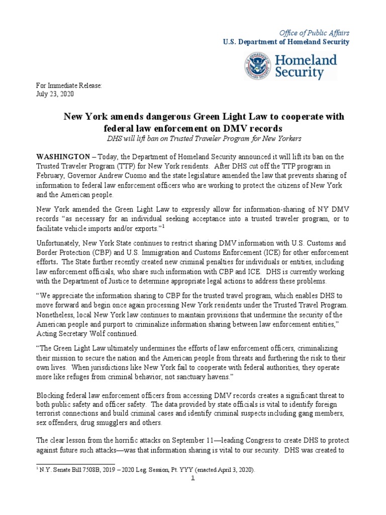 New York Amends Green Light Law To Cooperate With Federal Law ...