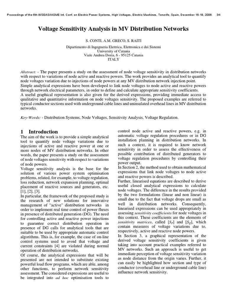 MV Network Voltage Sensitivity Analysis | PDF | Sensitivity Analysis ...
