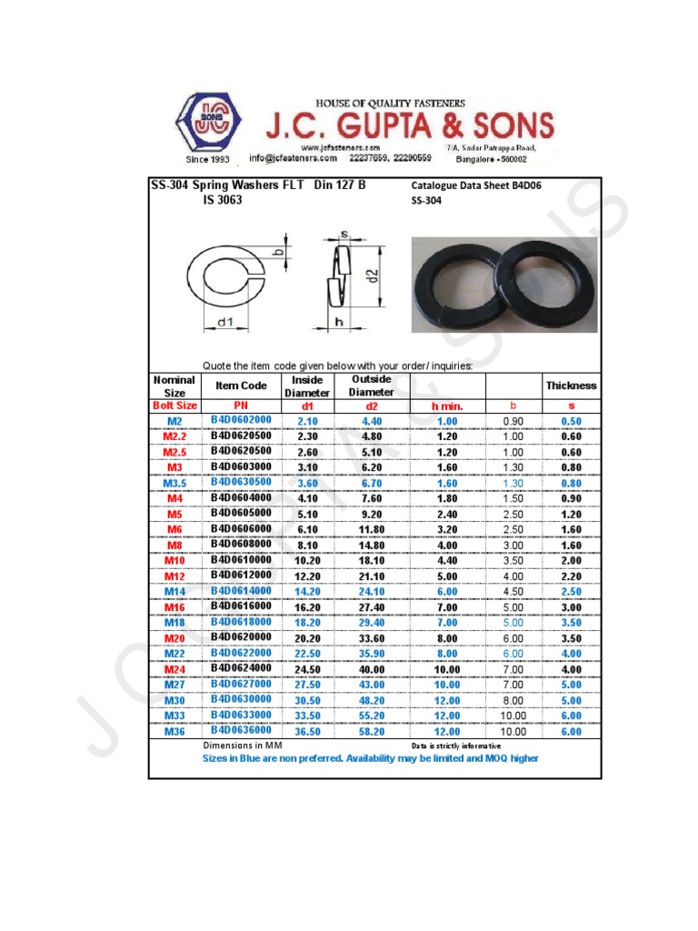 Spring Washers Type B Flat PDF PDF