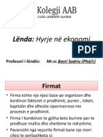 Lënda: Hyrje Në Ekonomi: Profesori I Lëndës: MR - Sc.basri Sadriu (PHD/C)