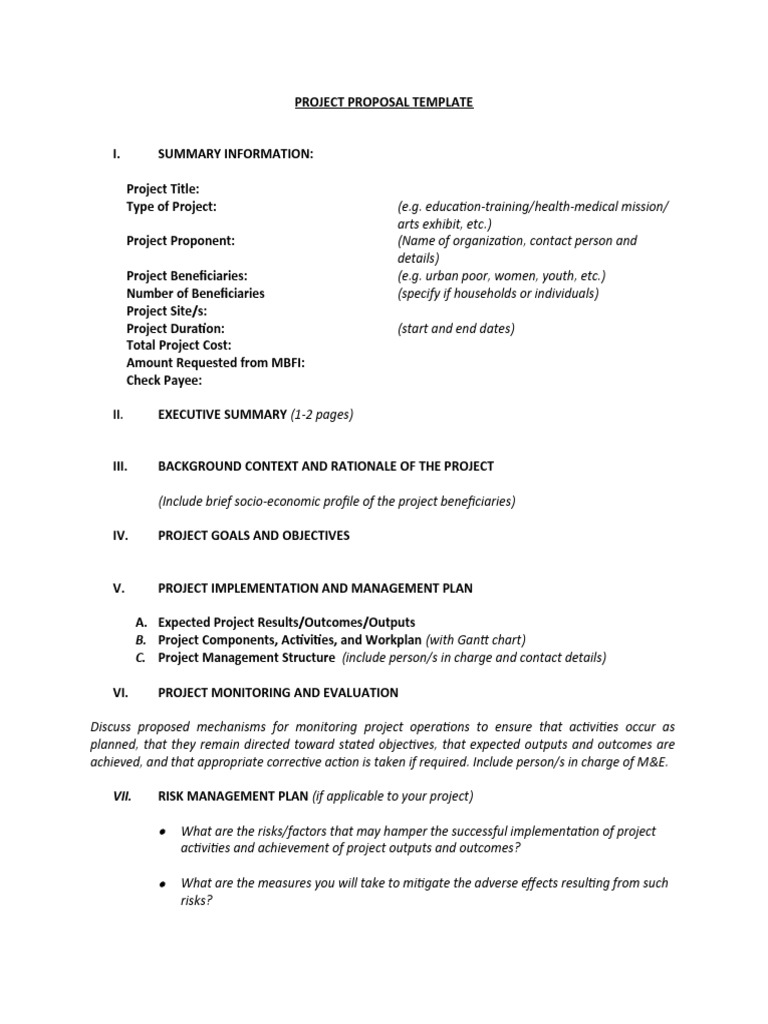 Project Proposal Template Guide | PDF | Risk | Project Management