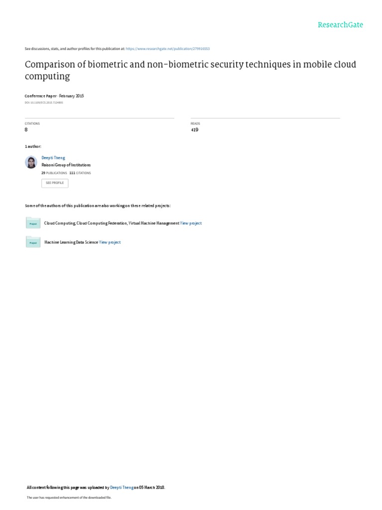 Comparison of Biometric and NonBiometric Security Techniques in Mobile