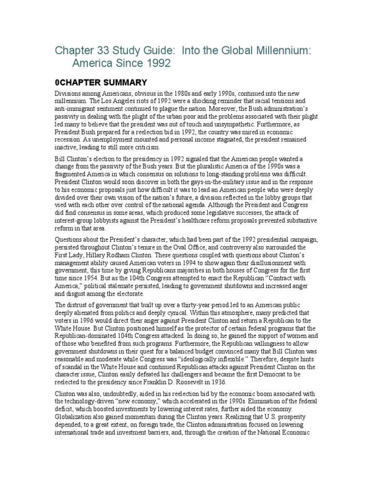 Norton 8th Ed CH 33 Study Guide REVISED | PDF | Hillary Clinton ...