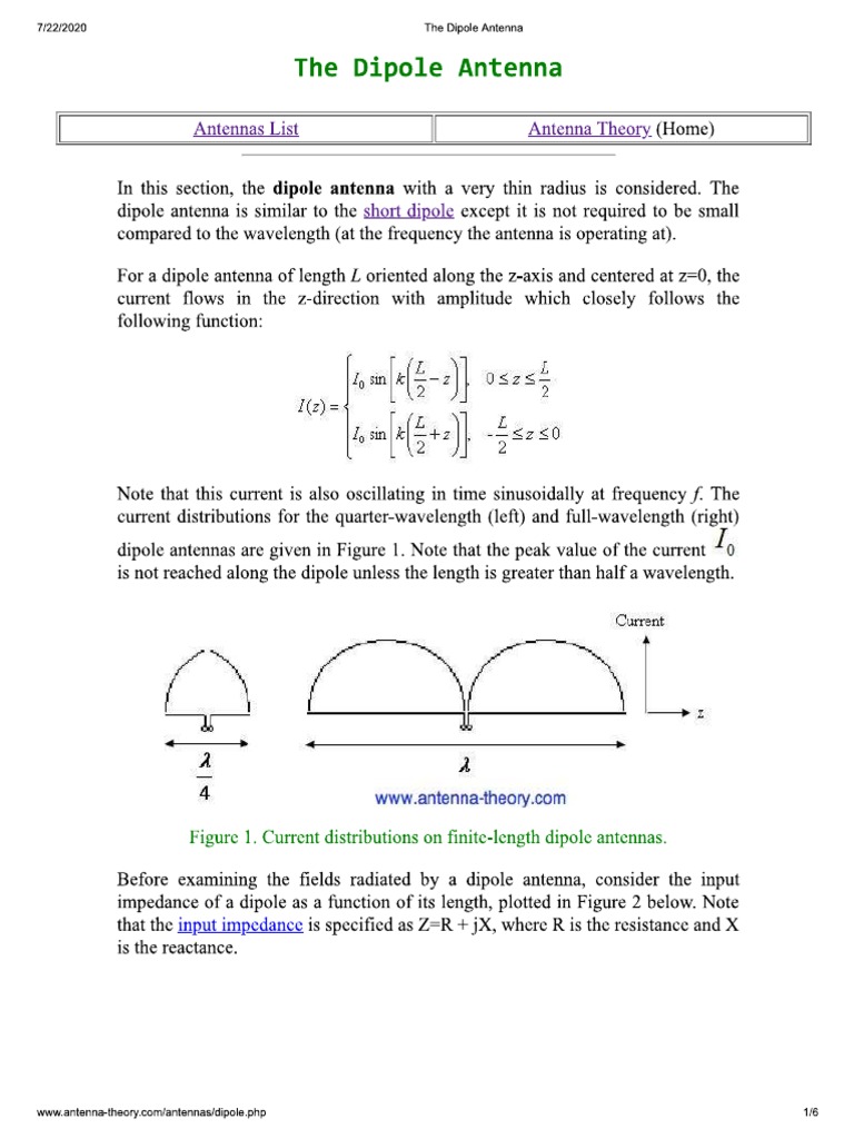 The Dipole Antenna PDF | PDF