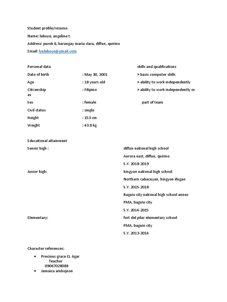 Basic Computer Skills Ability To Work Independently Ability To Work ...