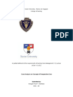 Xavier University - Ateneo de Cagayan College of Nursing: Case Analysis On Concept of Preoperative Care