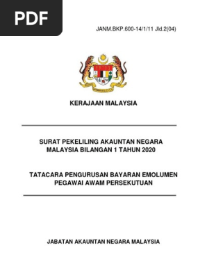 Spanm Bilangan 1 Tahun 2020 Tatacara Pengurusan Bayaran Emolumen 