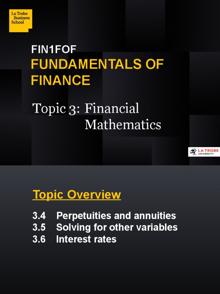 FOF Topic 3 Financial Mathematics PDF Yield Curve Present Value