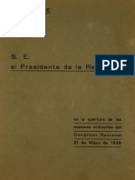 Discurso Presidencial Pedro Aguirre Cerda, 21 de Mayo de 1939