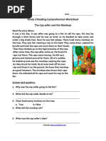 Grade 3 Reading Comprehension Worksheet The Cap Seller and The Monkeys