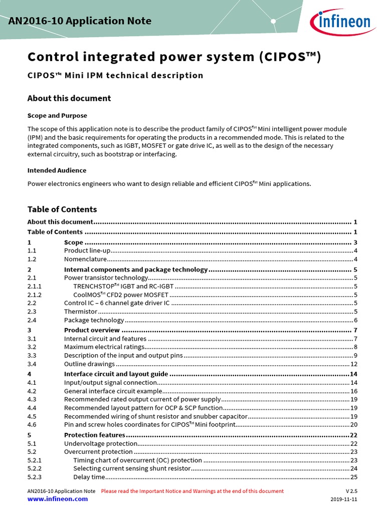 Control Integrated Power System (CIPOS™) : AN2016-10 Application Note ...