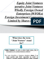 Equity Joint Ventures Cooperative Joint Ventures Wholly Foreign Owned Enterprises (Wfoes) Foreign Investment Companies Limited by Shares (Ficlbs)