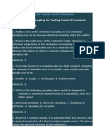 Statistical Sampling For Testing Control Procedures Multiple Choice