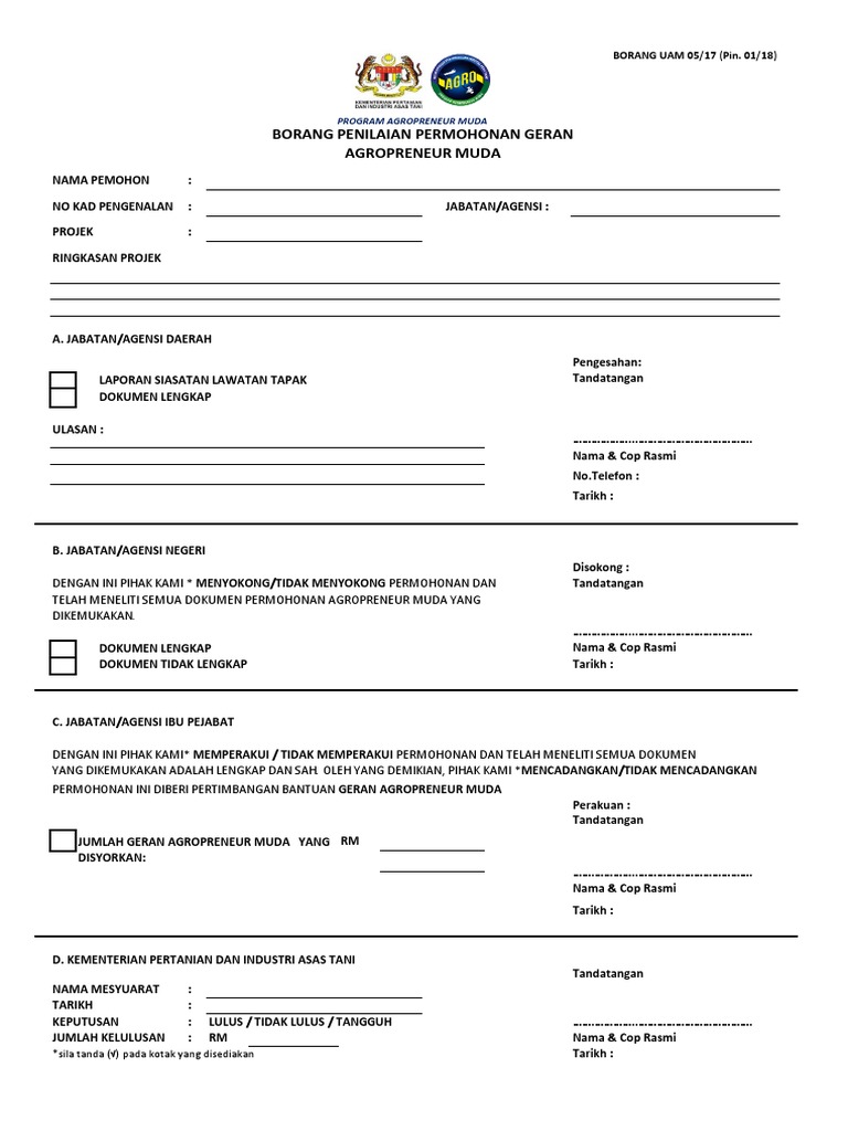 Lampiran 3 Borang Penilaian Permohonan Geran Pdf