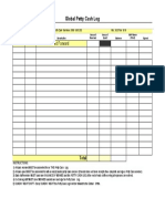 Global Petty Cash Log: Balance Carried Forward