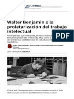 Walter Benjamin o La Proletarizacion Del Trabajo Intelectual PDF