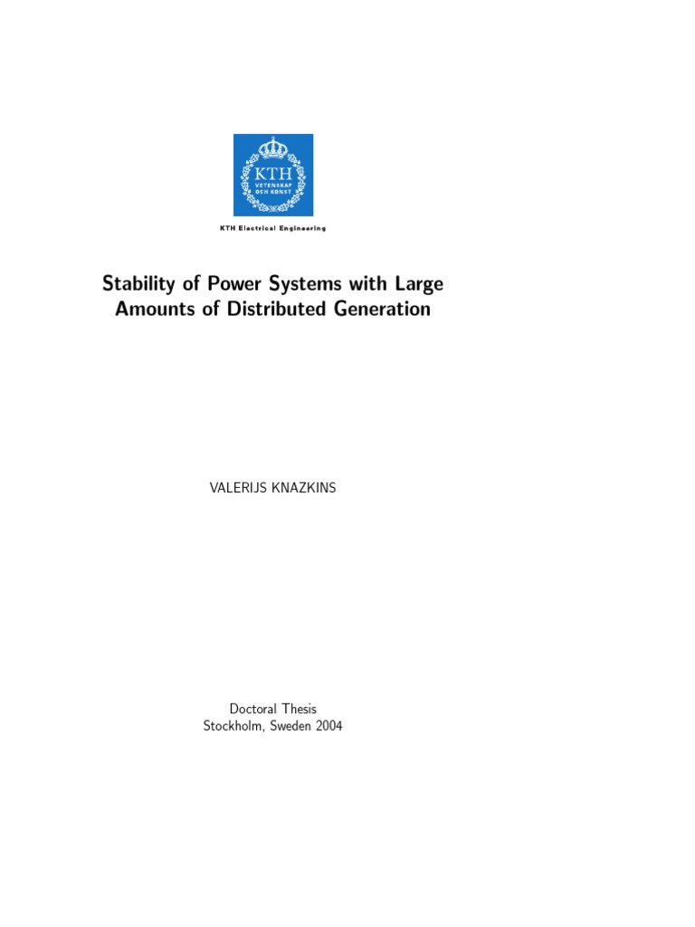Power Systems Stability With Distributed Generation PDF | PDF ...