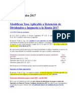 Modifican tasas dividendos e IR 2017 menos de