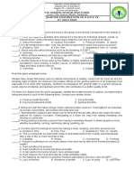 Third Quarter Examination in H.O.P.E Iv PT 2019-2020: Sto. Rosario National High School