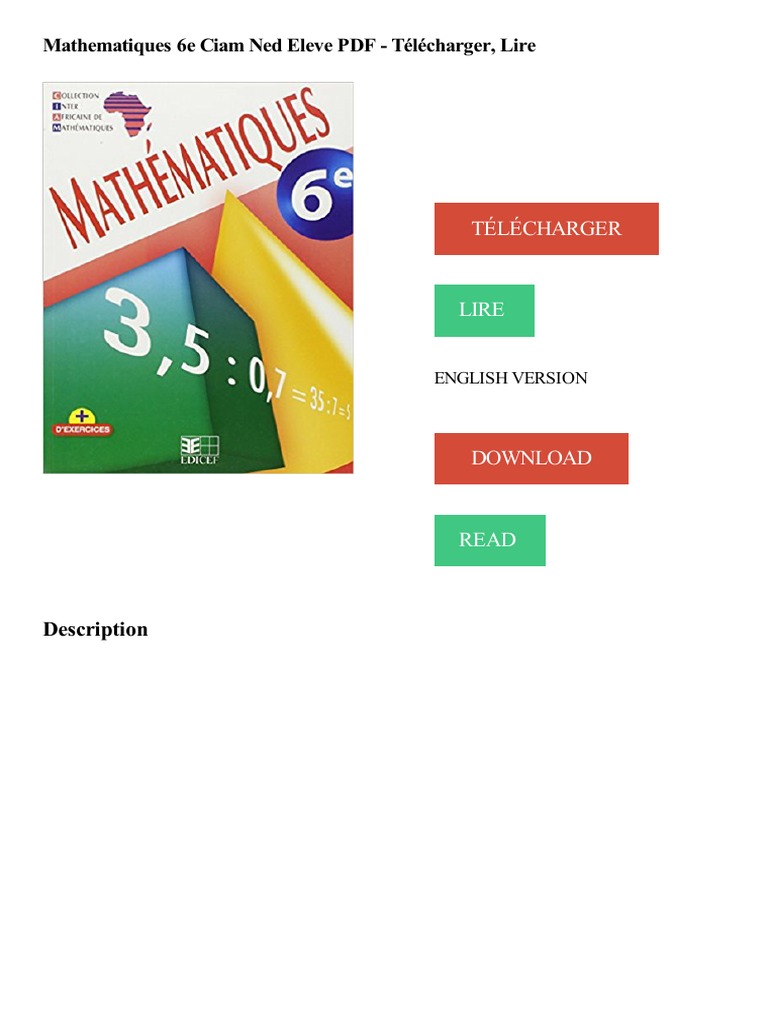 Phare Mathématiques 6ème Corrigé 2016 Pdf Gratuit Mathematiques 6e Ciam Ned Eleve PDF - Télécharger, Lire | PDF |  Enseignement des mathématiques | Science